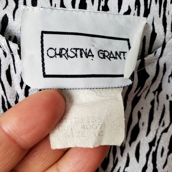 Christina Grant 80s Retro Pencil Dress M White Black Chic Career Statement - Picture 5 of 9